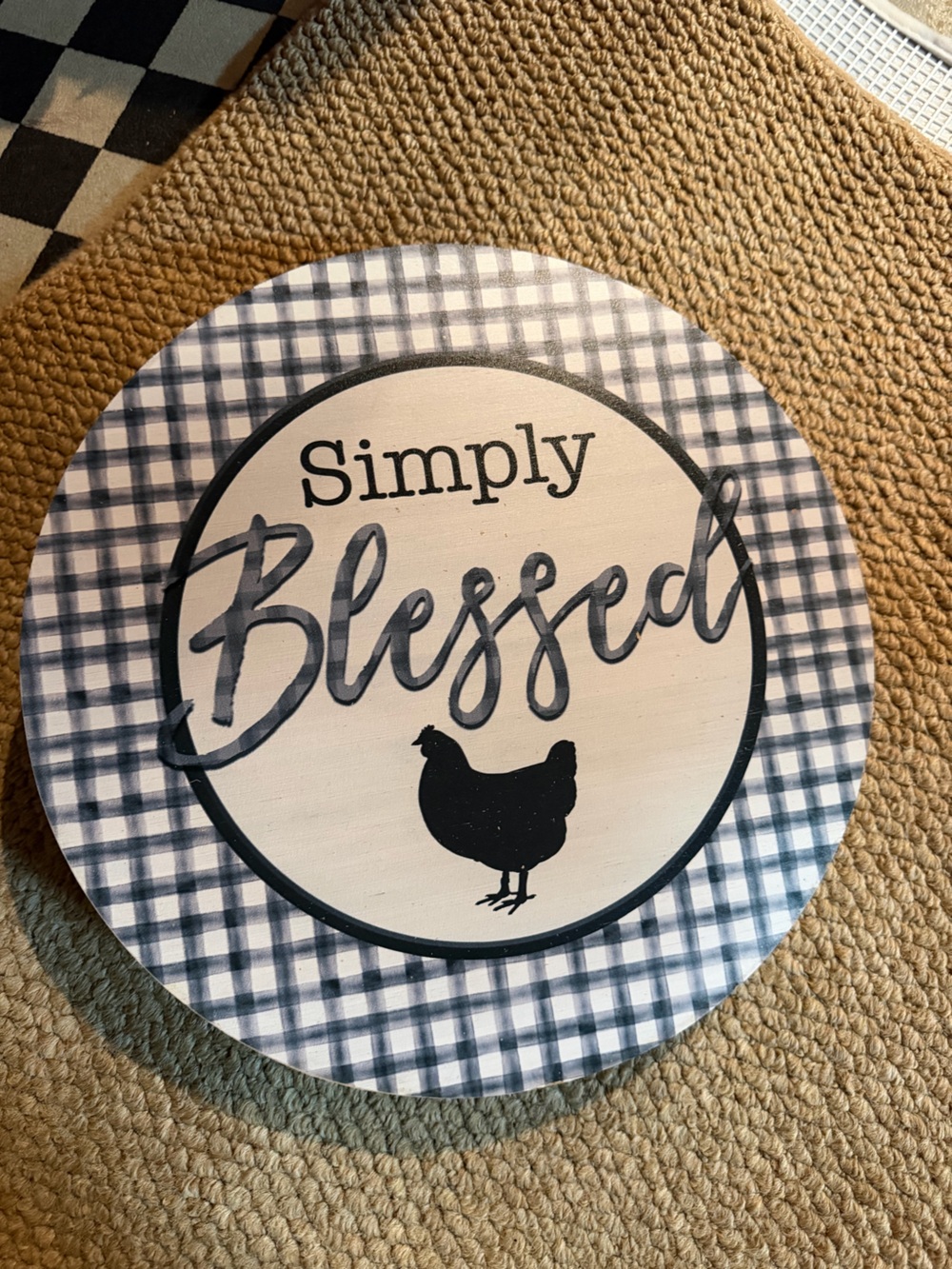 Simply Blessed Farmhouse Spin Tray - Blue  and Cream